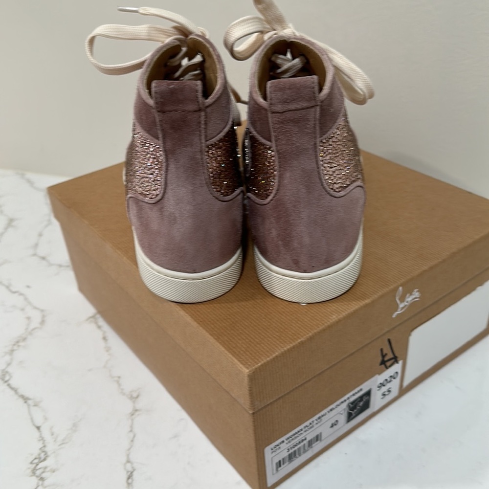 Louboutin Louis flat veau strass rose gold 40 nwt - Picture 5 of 8
